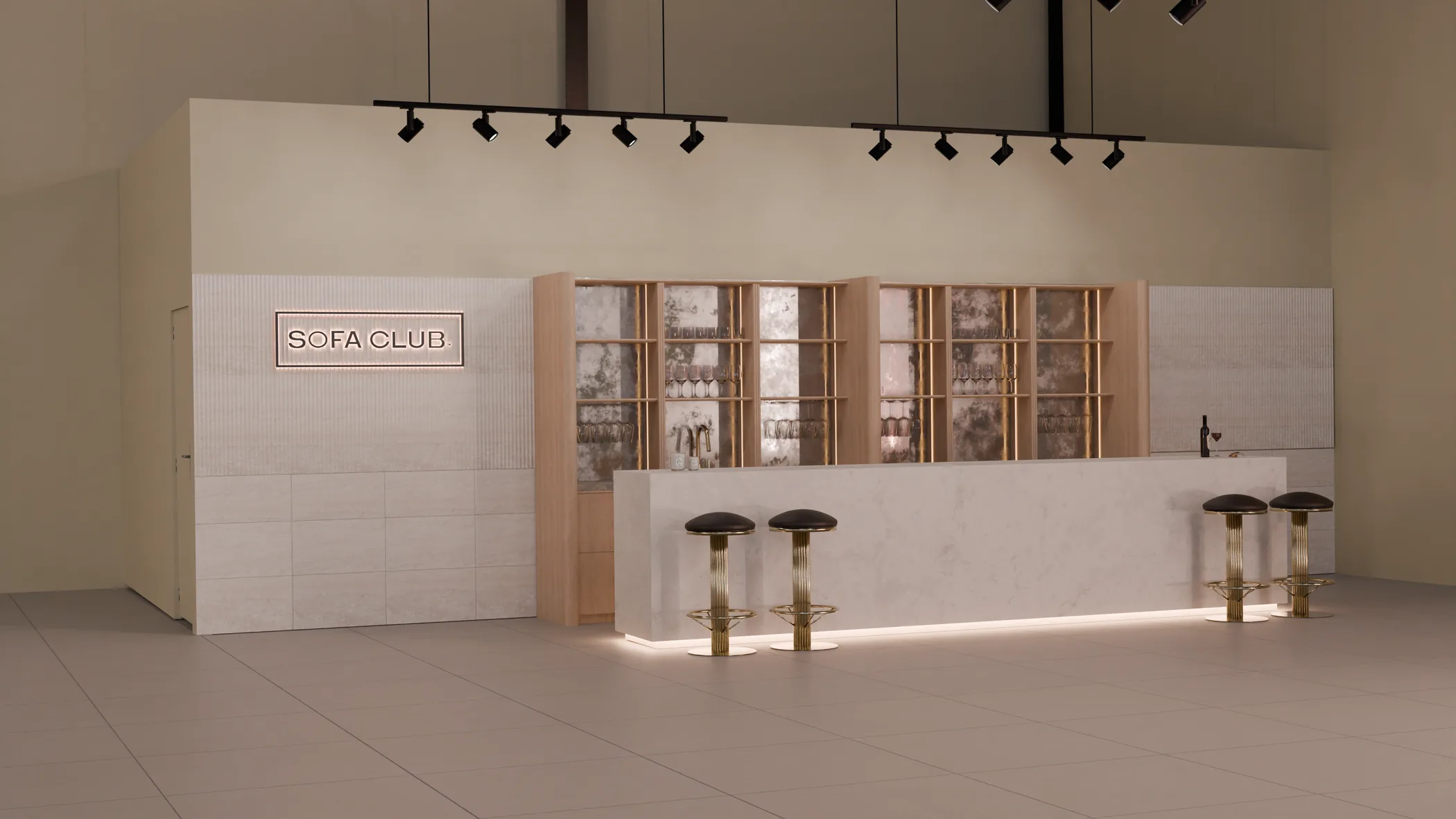 Showroom bar and display area